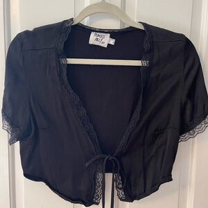 Black Princess Polly top with tie front